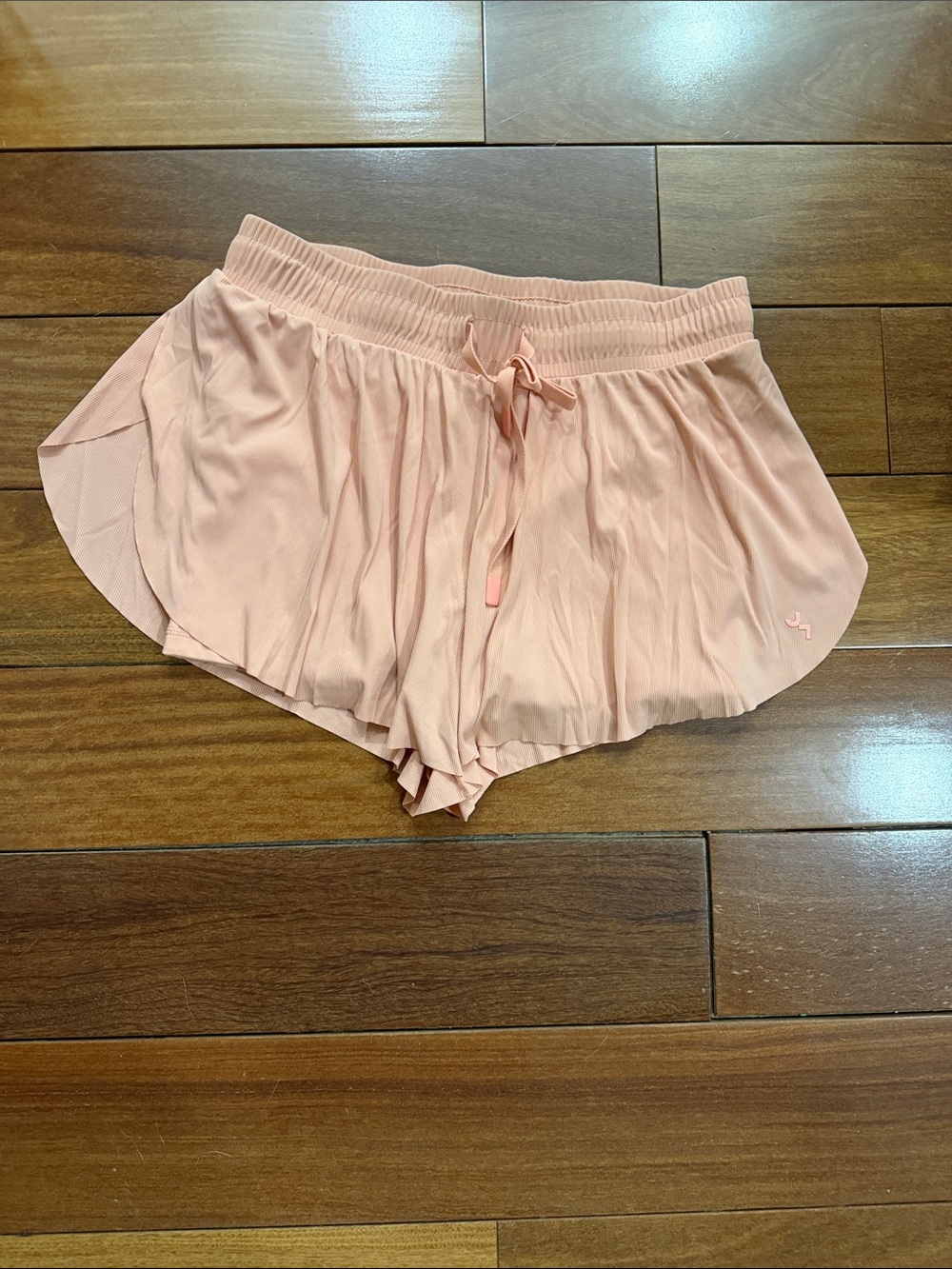 Peach Athletic Ruffle Shorts